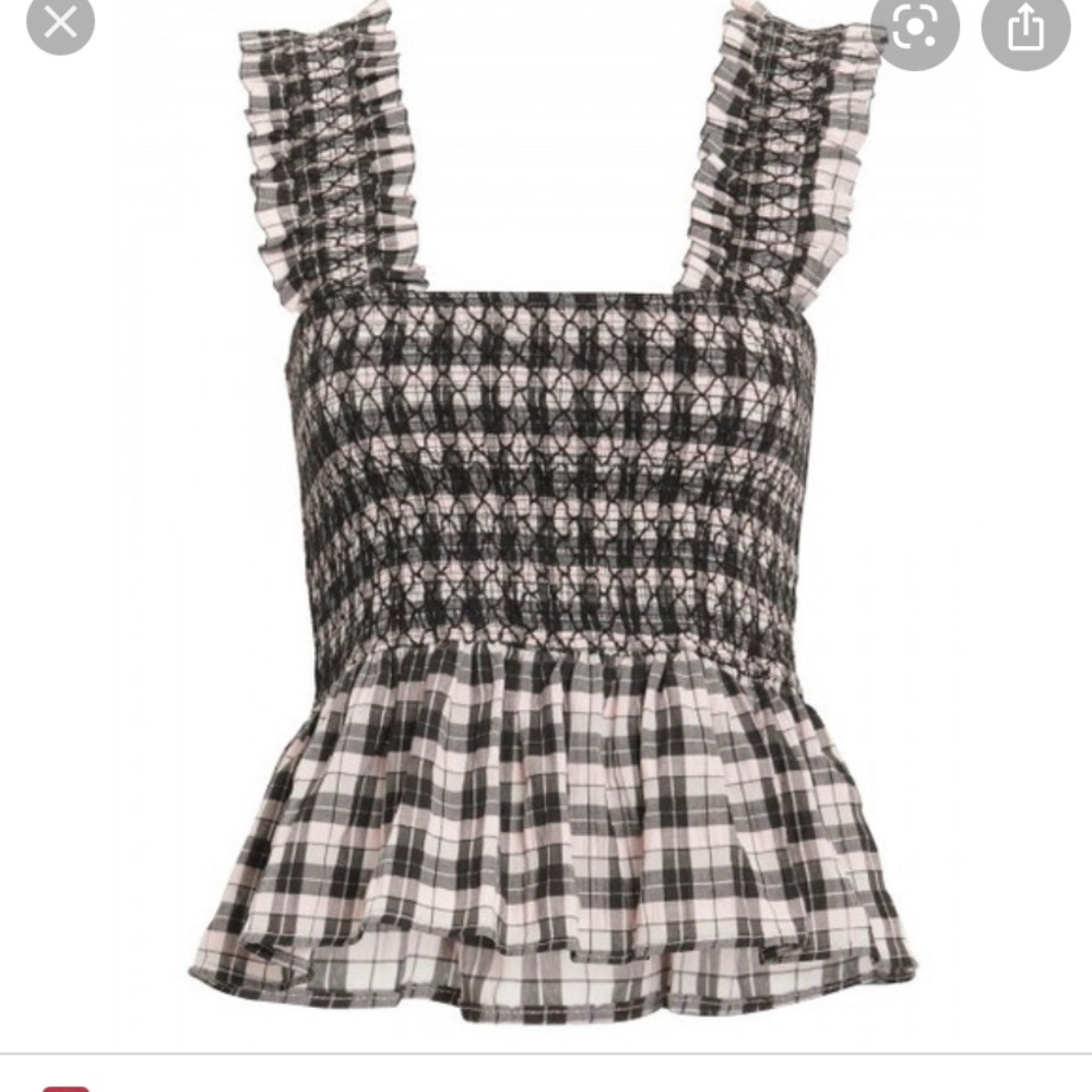 Ganni plaid peplum top